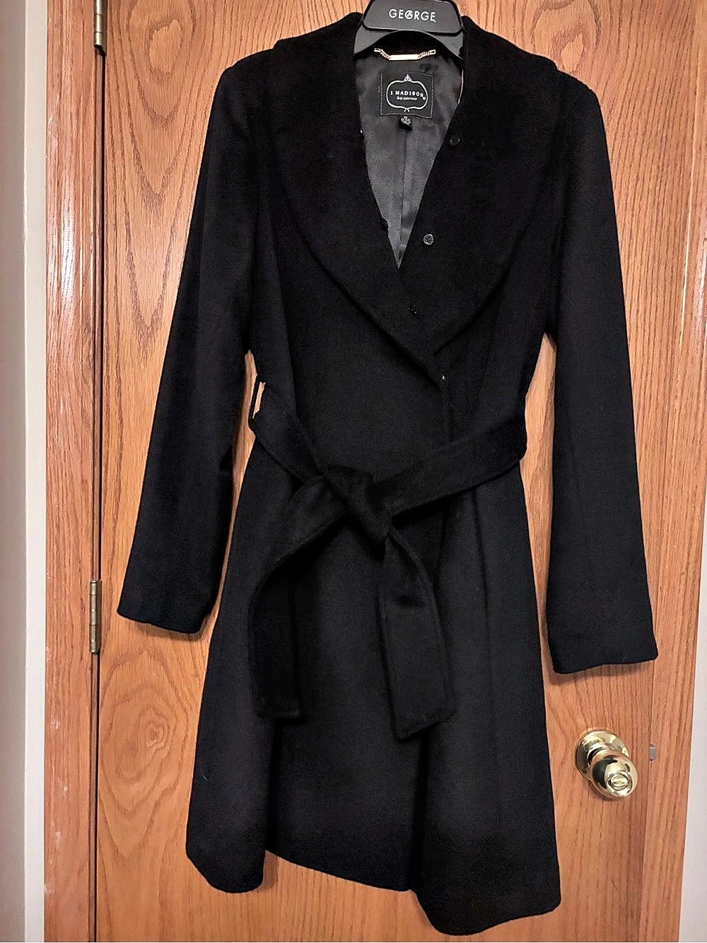 1 Madison Black Wrap Coat Size 10 Like New